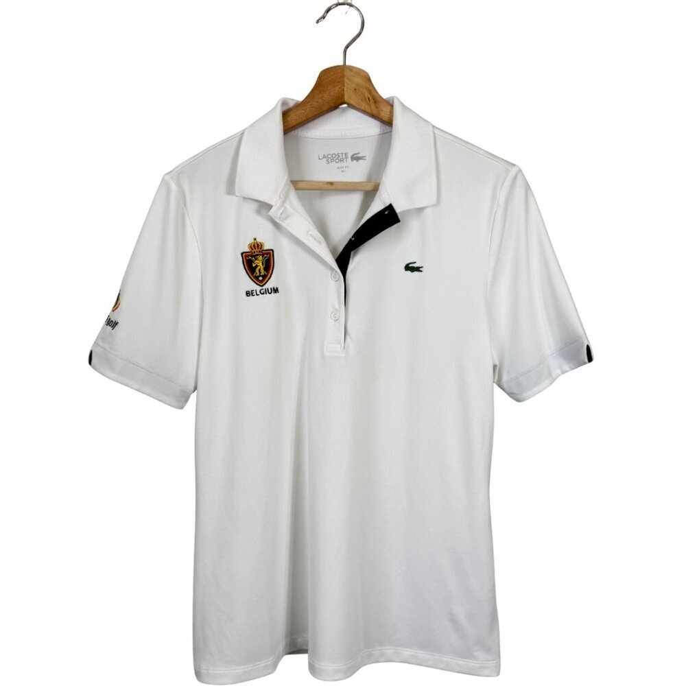 Lacoste Belgium BEgolf Short Sleeve Polo Shirt Women's 40 White Golf Preppy NWOT